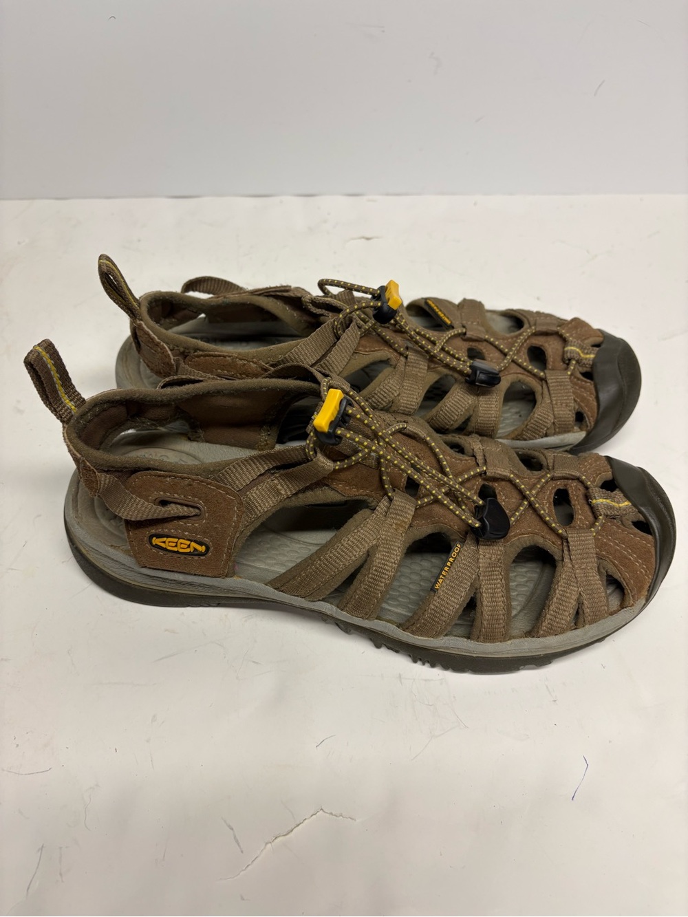 KEEN Womens Whisper Brown Outdoor Sport Sandals Rubber Toe Bungee Lace 7.5 - Picture 6 of 12